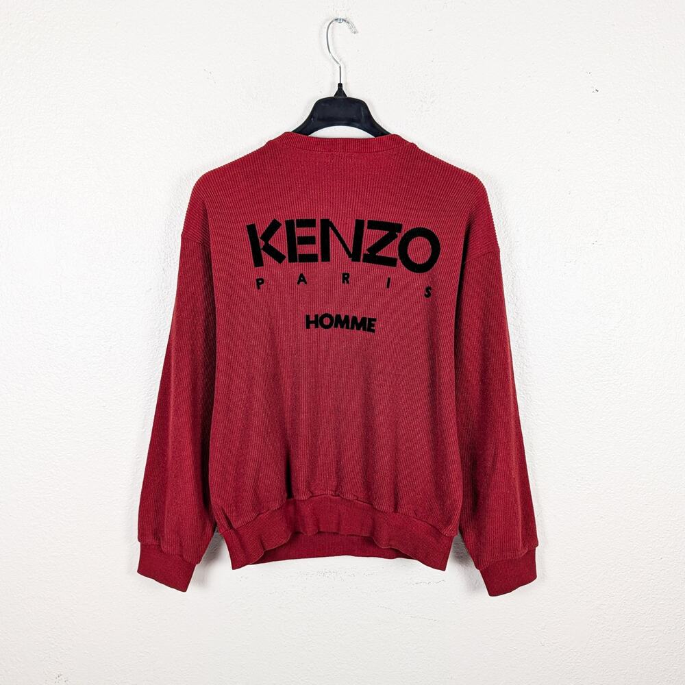 Vintage 90s KENZO Paris Homme Cotton Sweater in Red knit Made in Japan